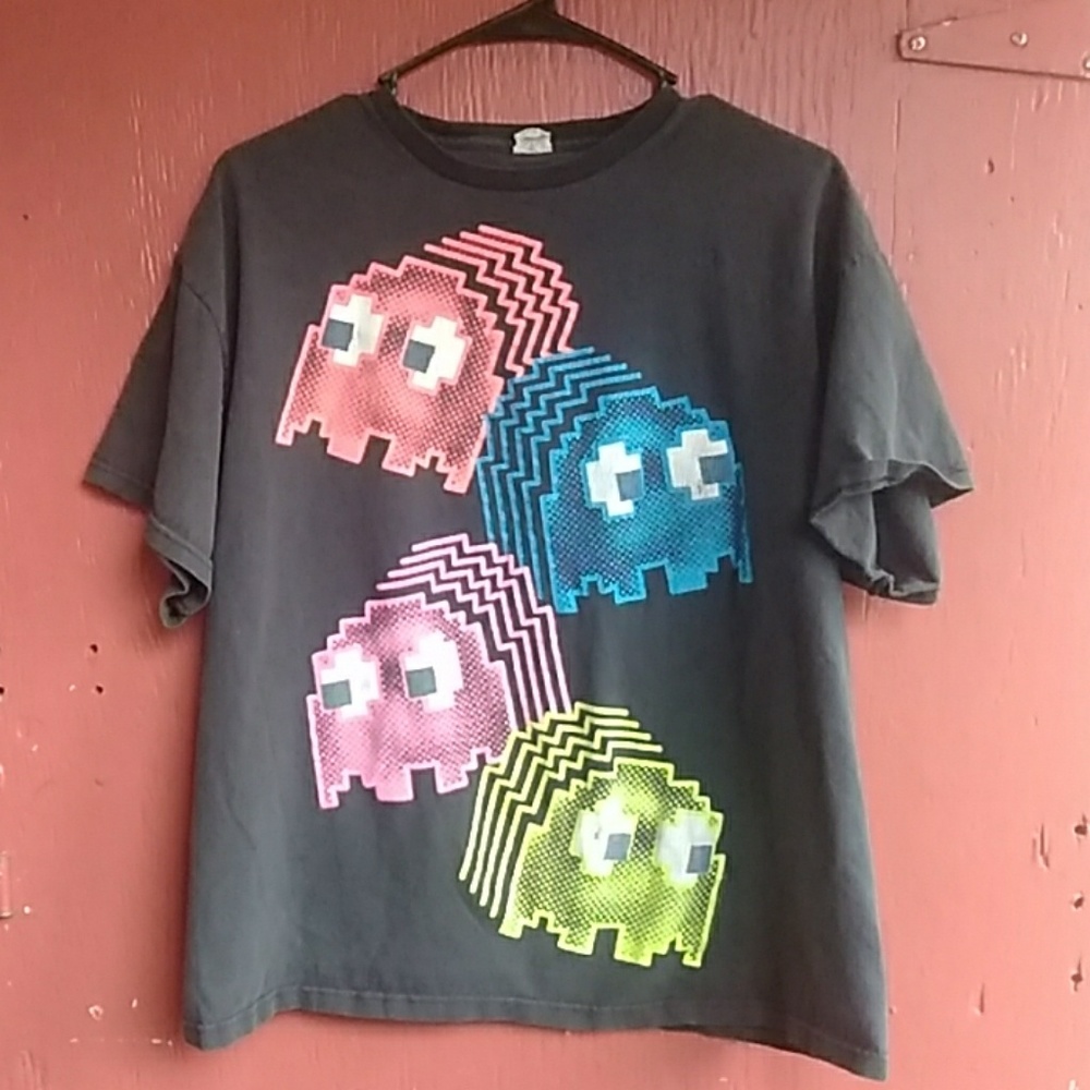 Pac Man Ghost Namco Charcoal Video Game Tshirt L